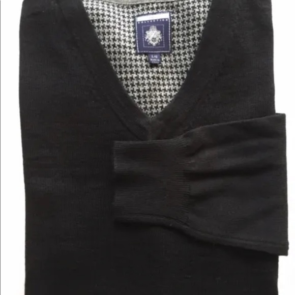 Point Zero Men’s V Neck Sweater Black Large Merino Wool Blend - Picture 7 of 11